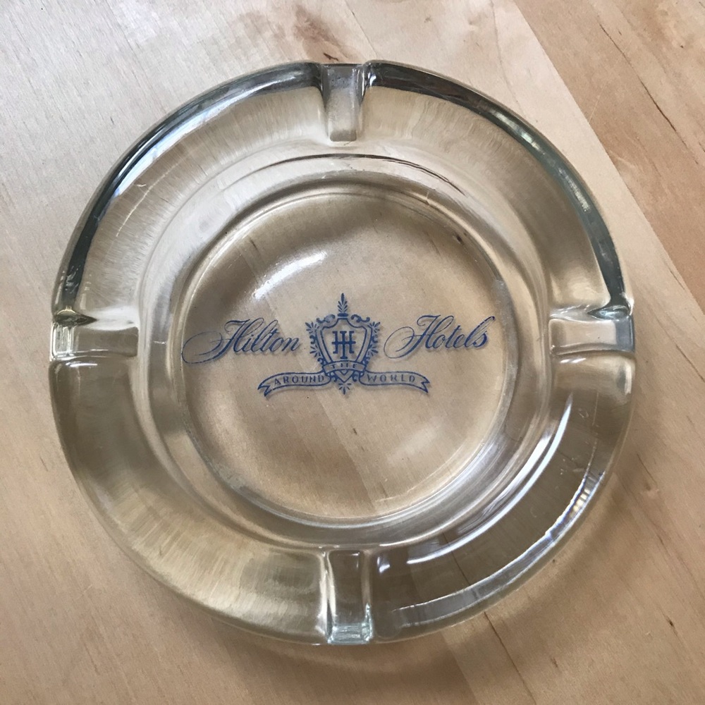 Hilton hotel around world weighted glass ashtray